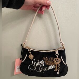 Juicy Couture Black Velour Mini Bag with Gold Accents Y2K BNWT